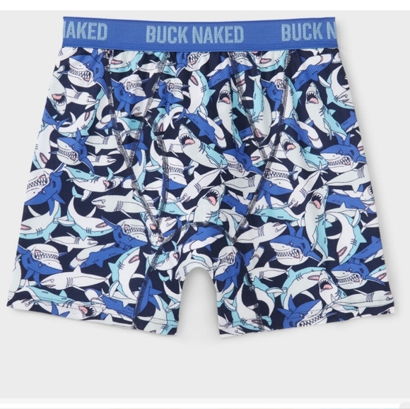 Buck Naked Other - New Men's Buck Naked Pattern Boxer Briefs Sharks Sz Large